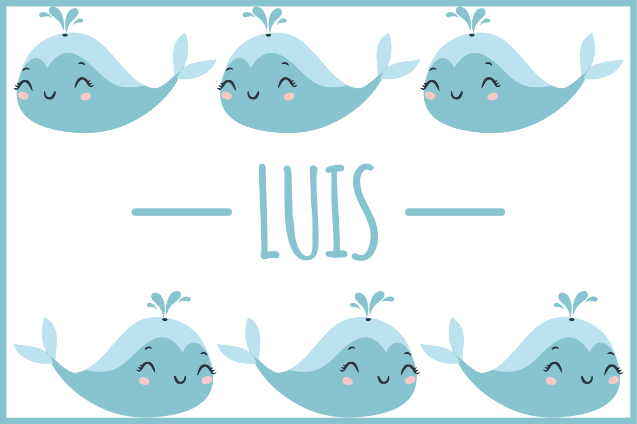 Cute whale personalised vinyl placemats - TenStickers