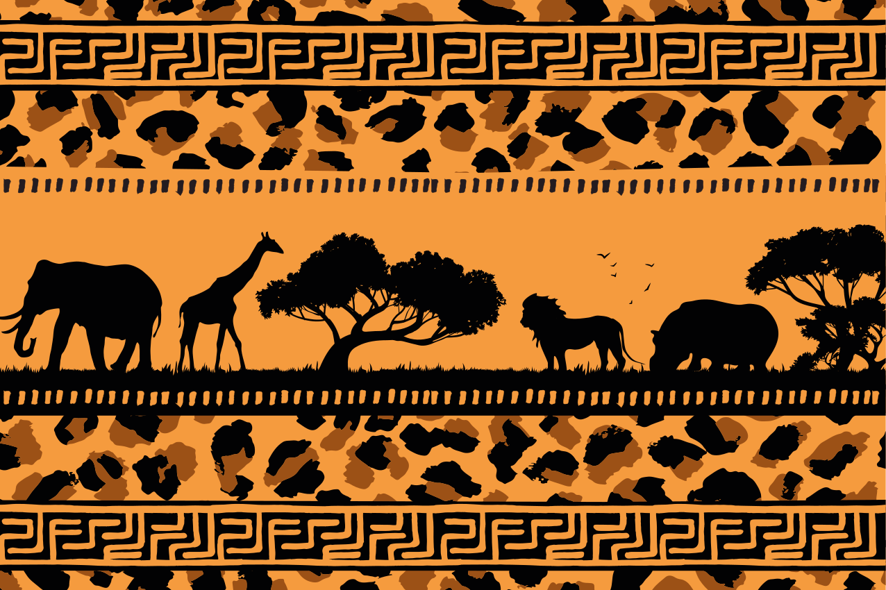 Leopard print with African Animals placemats - TenStickers