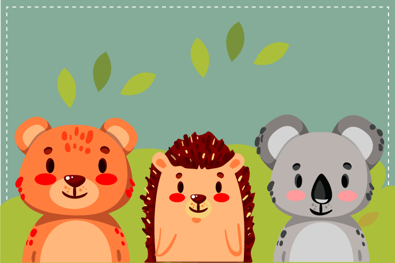 Children placemats cute animal companions - TenStickers