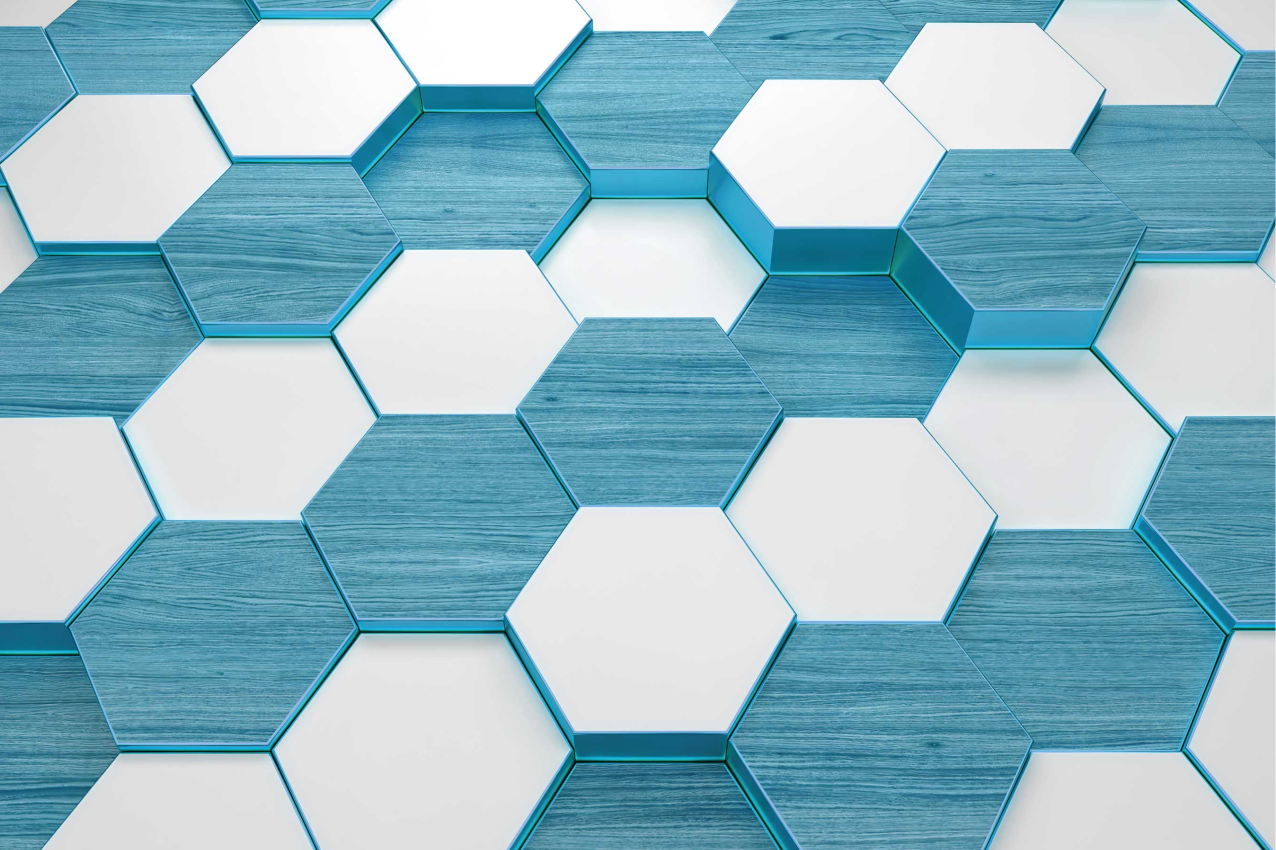 Wooden blue white hexagon textured placemats - TenStickers