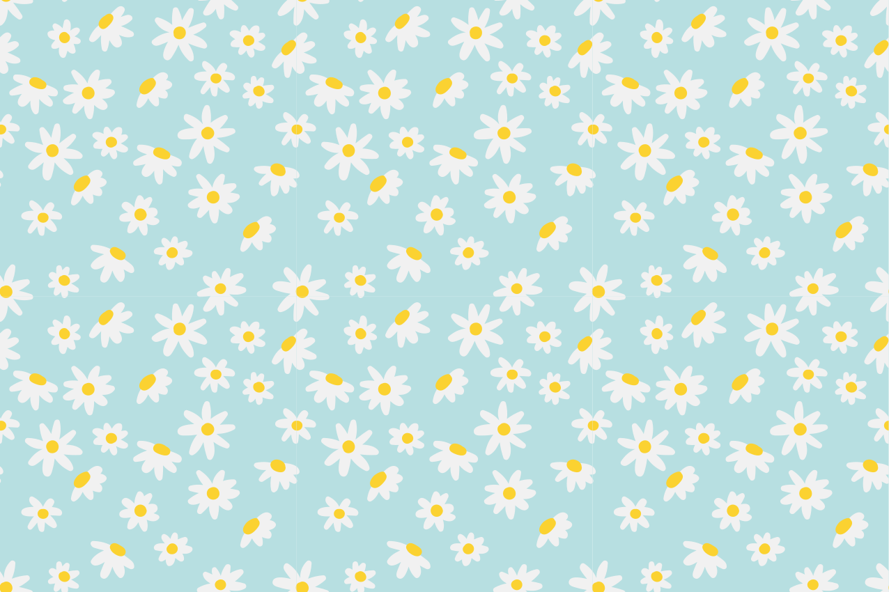 Cute daisy pattern on blue background placemats - TenStickers