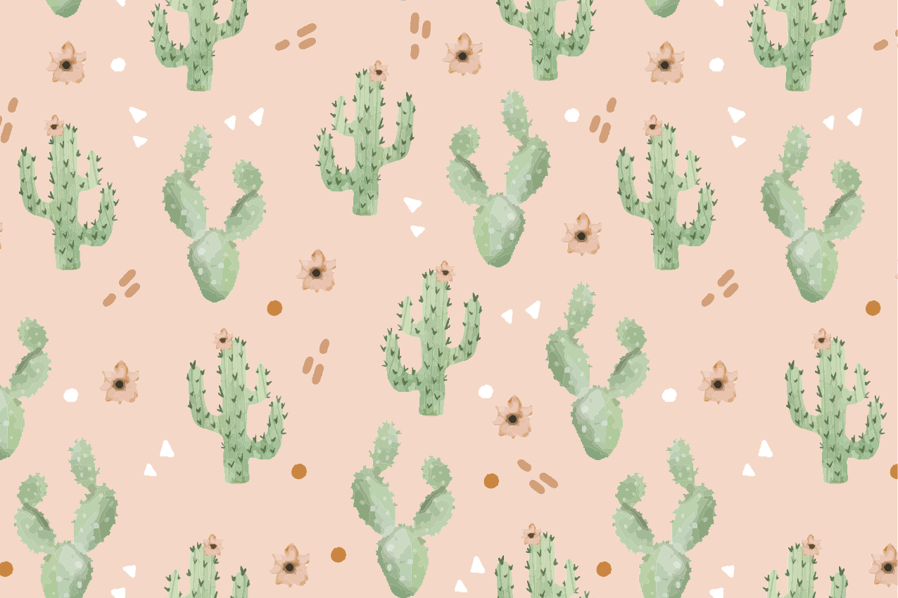 Cactus and flowers pattern modern placemats - TenStickers
