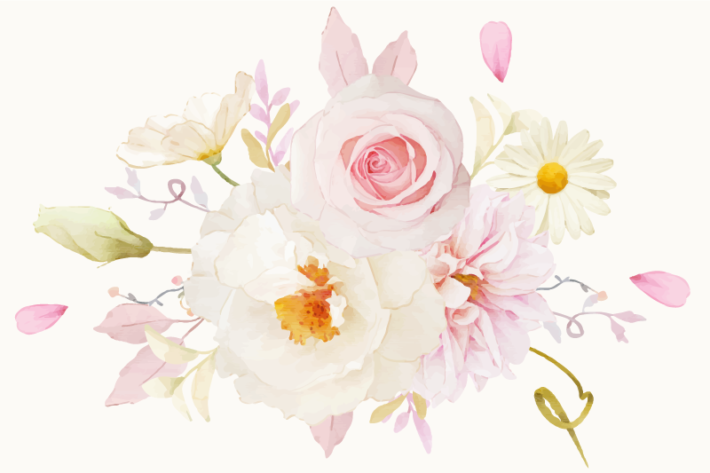 White pink flowers modern placemats - TenStickers