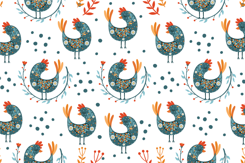 Original placemats colorful rooster design - TenStickers