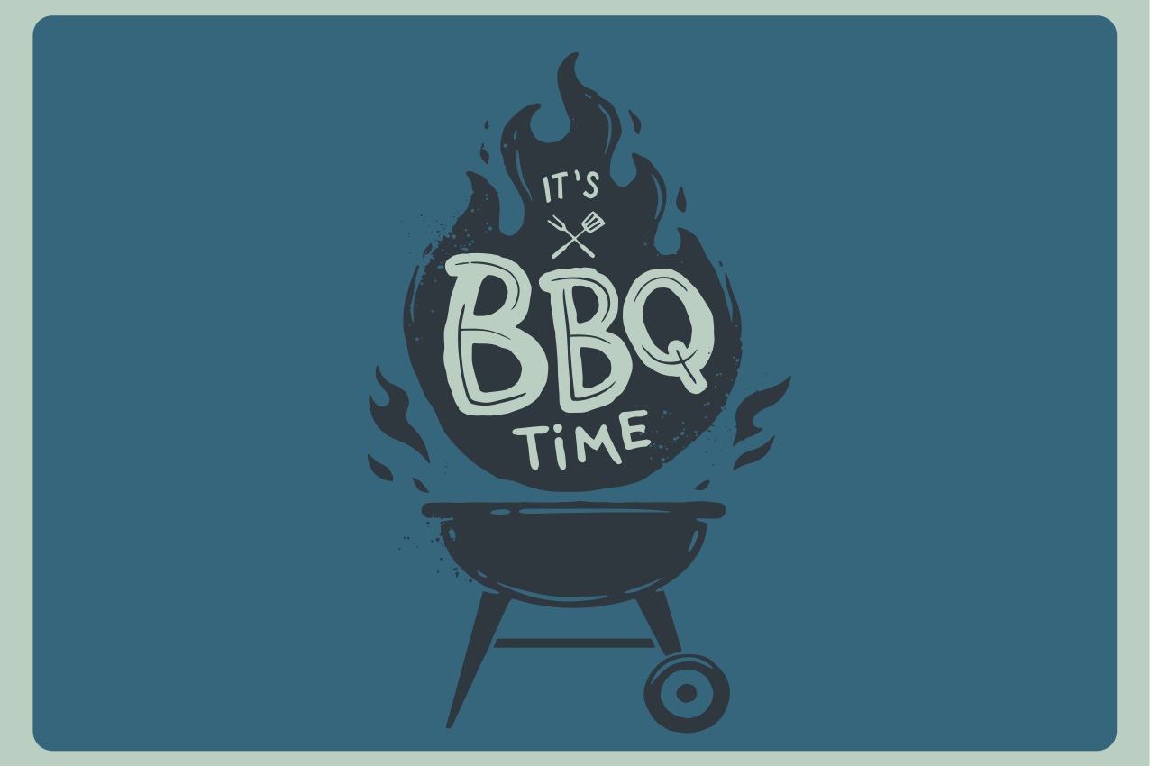Placemat with quote bbq time flames - TenStickers