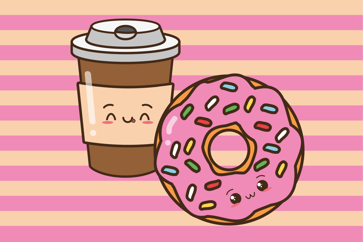 Children placemats cute coffee donut - TenStickers