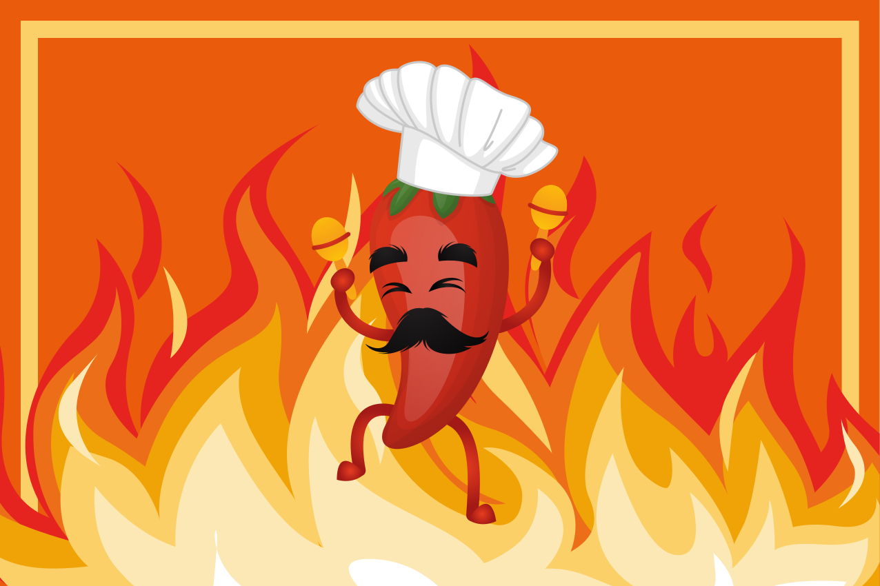 Chilli chef cartoon graffiti modern placemats - TenStickers