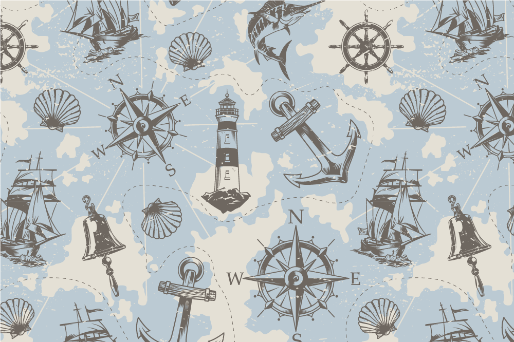 Modern placemats nautical themed design - TenStickers