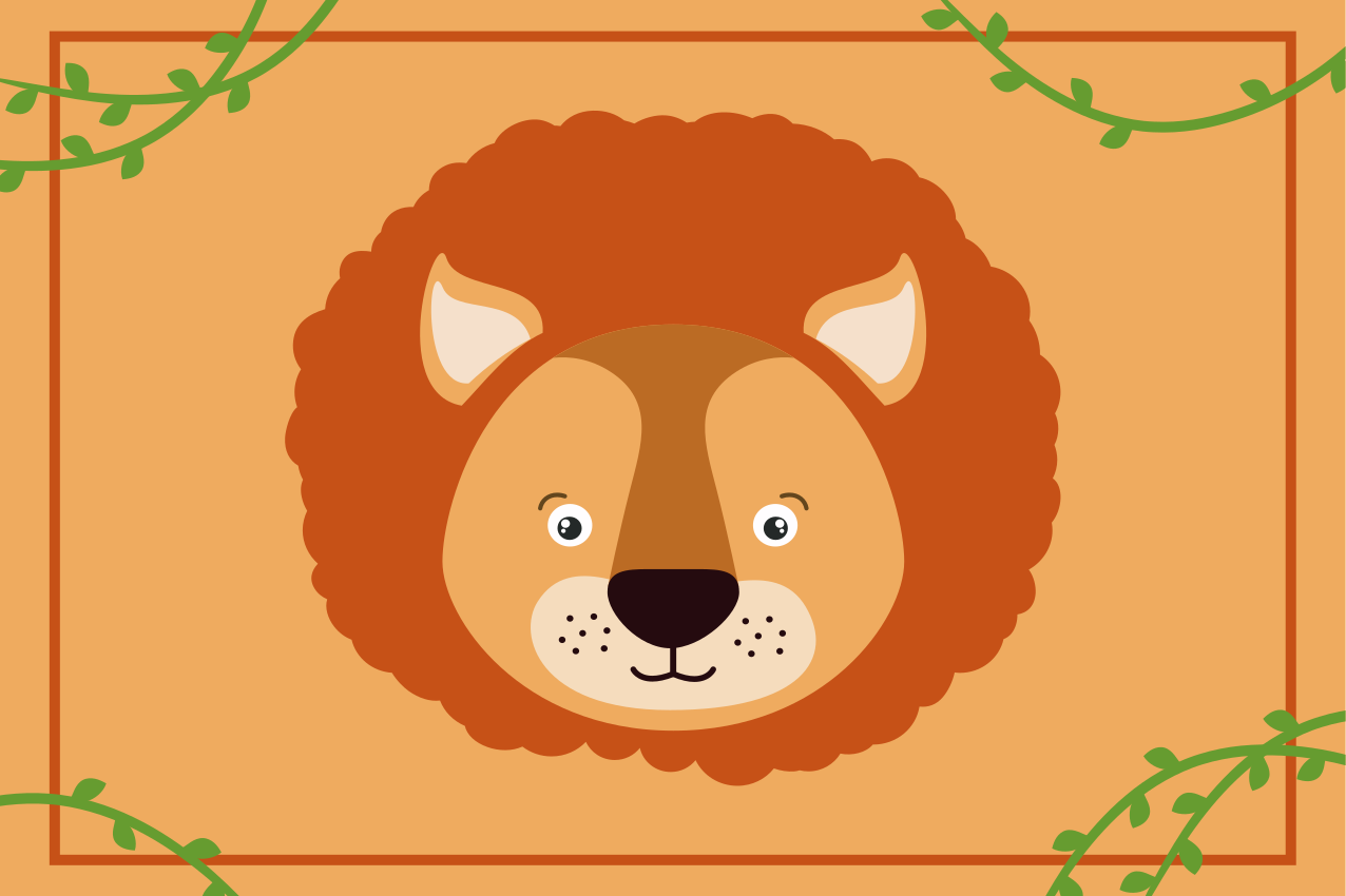 Children placemats lion head adorable - TenStickers