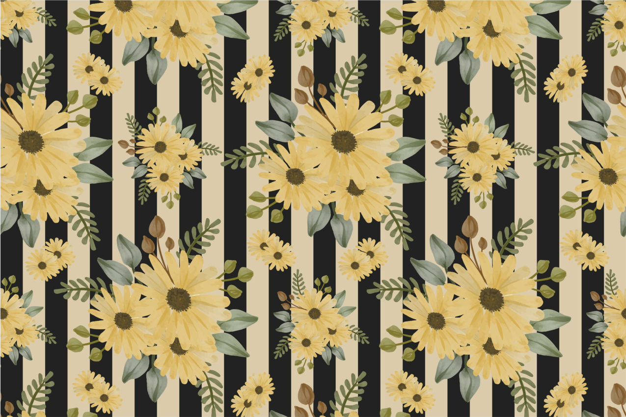 Autumn sunflowers on stripes floral placemats - TenStickers