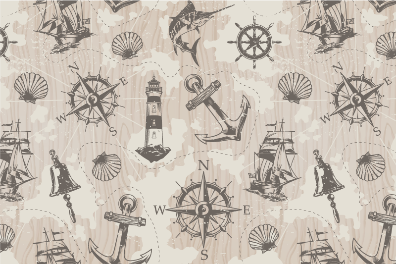 Anchors on wood planks pattern placemats - TenStickers