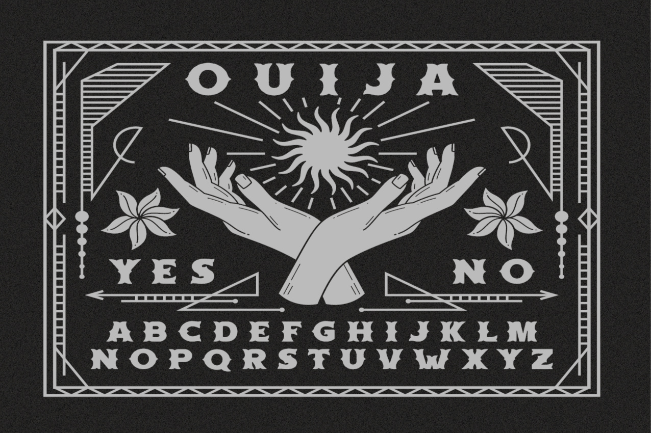 Placemat with quote ouija board hands - TenStickers