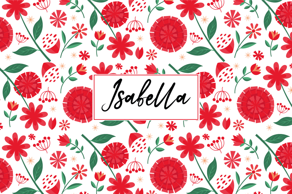 Personalisable placemats with floral name design - TenStickers