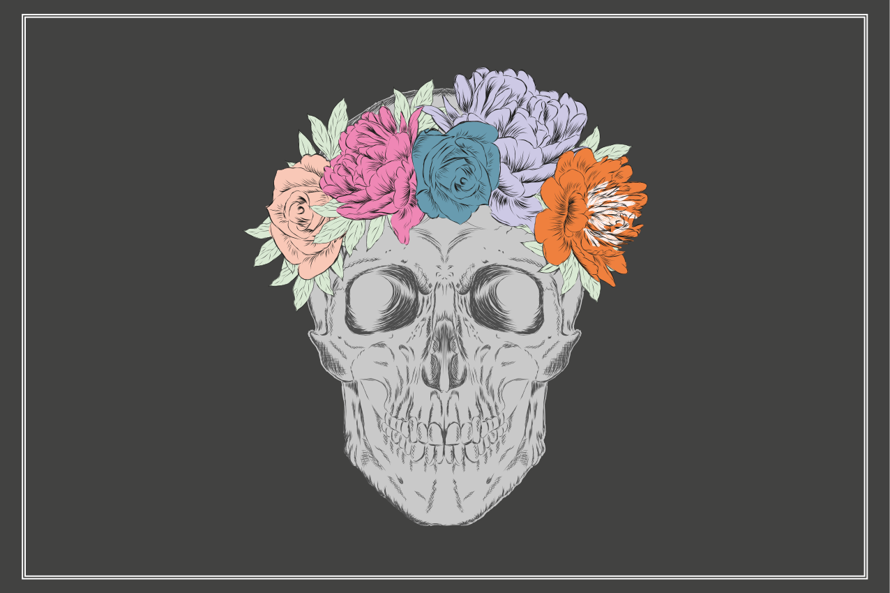 Original placemats skull floral crown - TenStickers