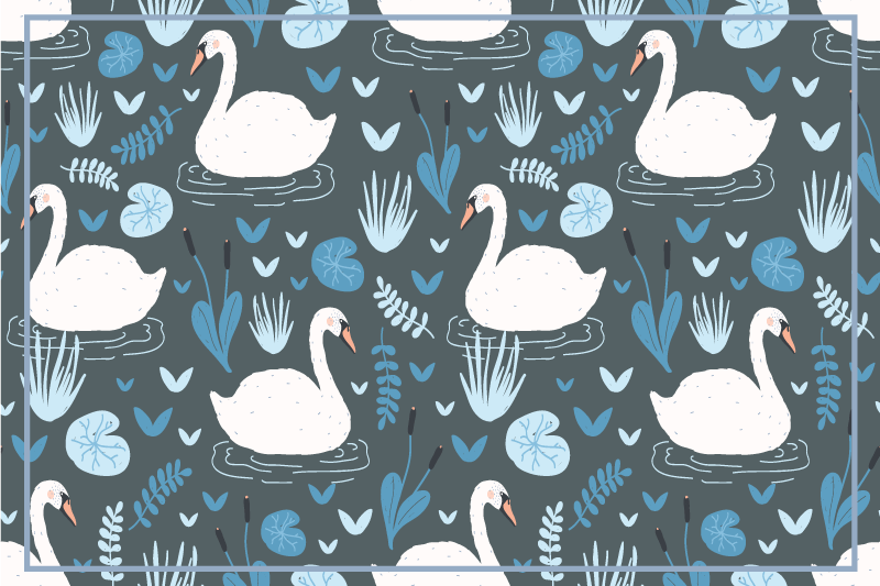 Original placemats swan patterned table surface - TenStickers