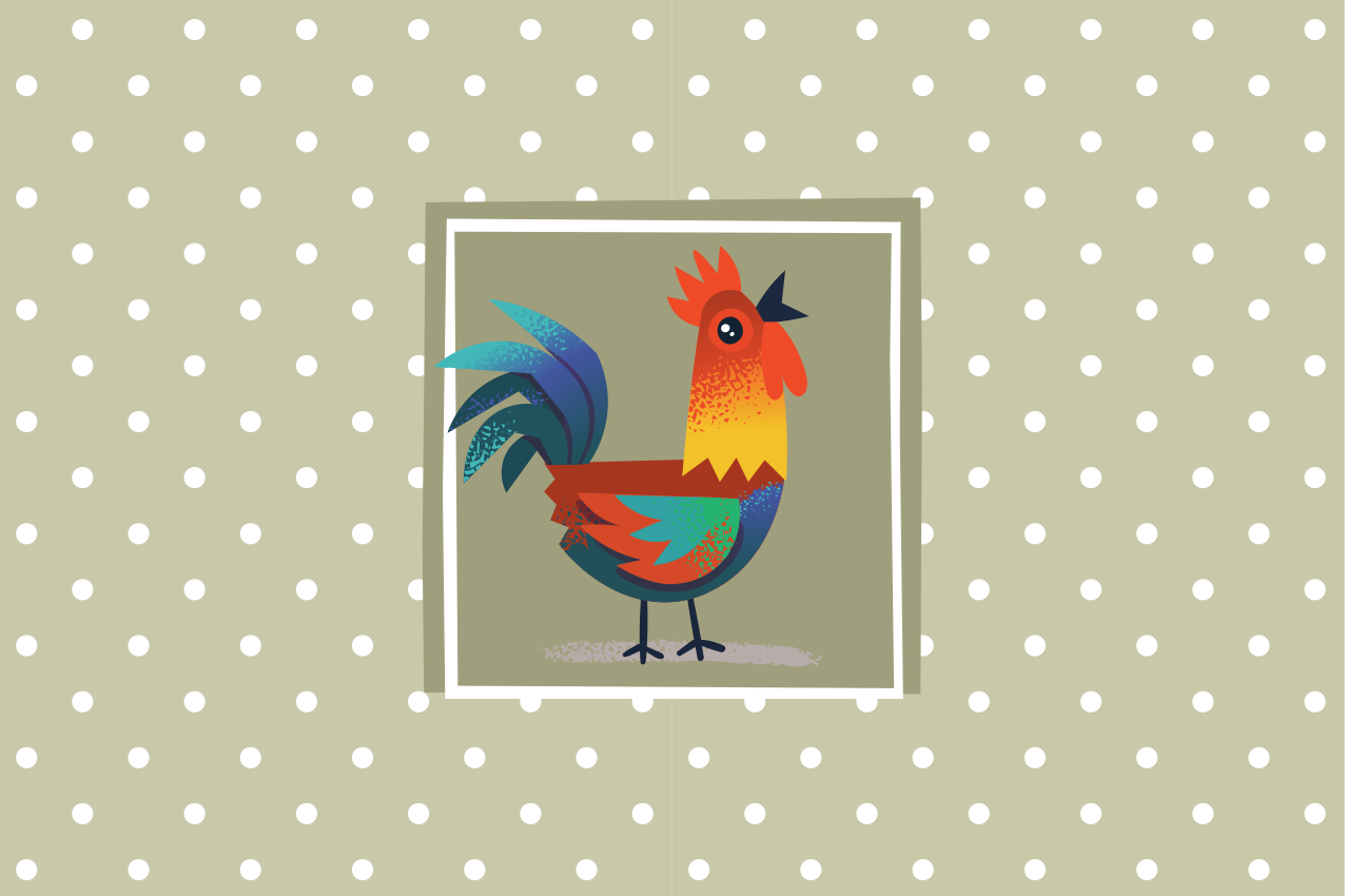 Children placemats with colorful rooster artwork - TenStickers