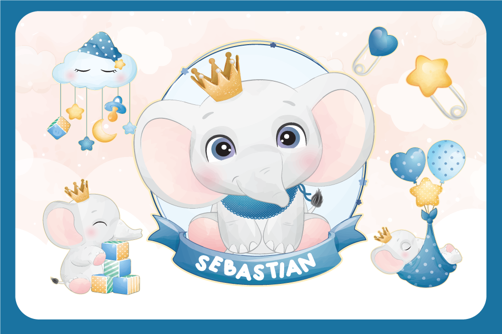 Children placemats with adorable elephant design - TenStickers