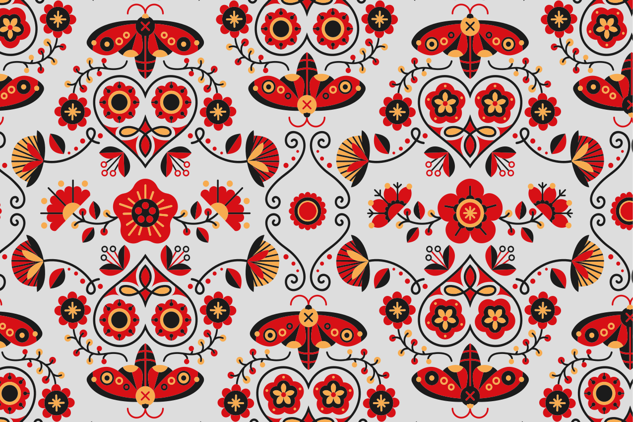 Red folklore pattern Poland original placemats - TenStickers
