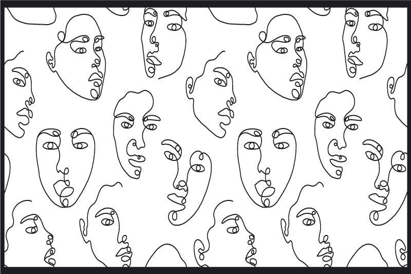 Modern placemats abstract face line art - TenStickers