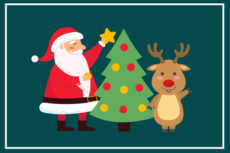 Christmas placemats featuring santa and reindeer - TenStickers