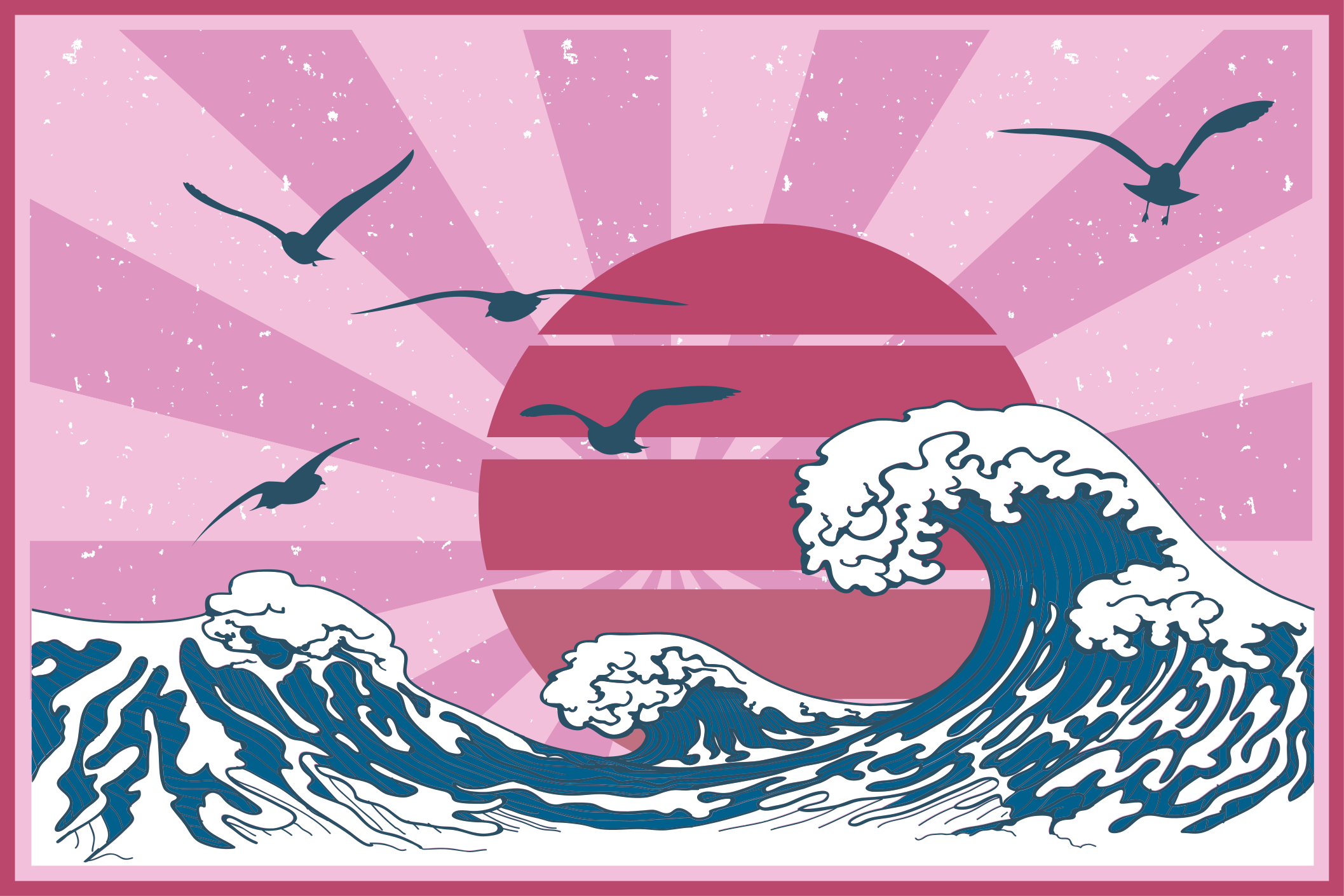 The great pink retro wave original placemats - TenStickers