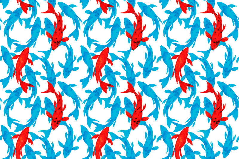 Red fishes swimming watercolor Vinyl placemats - TenStickers