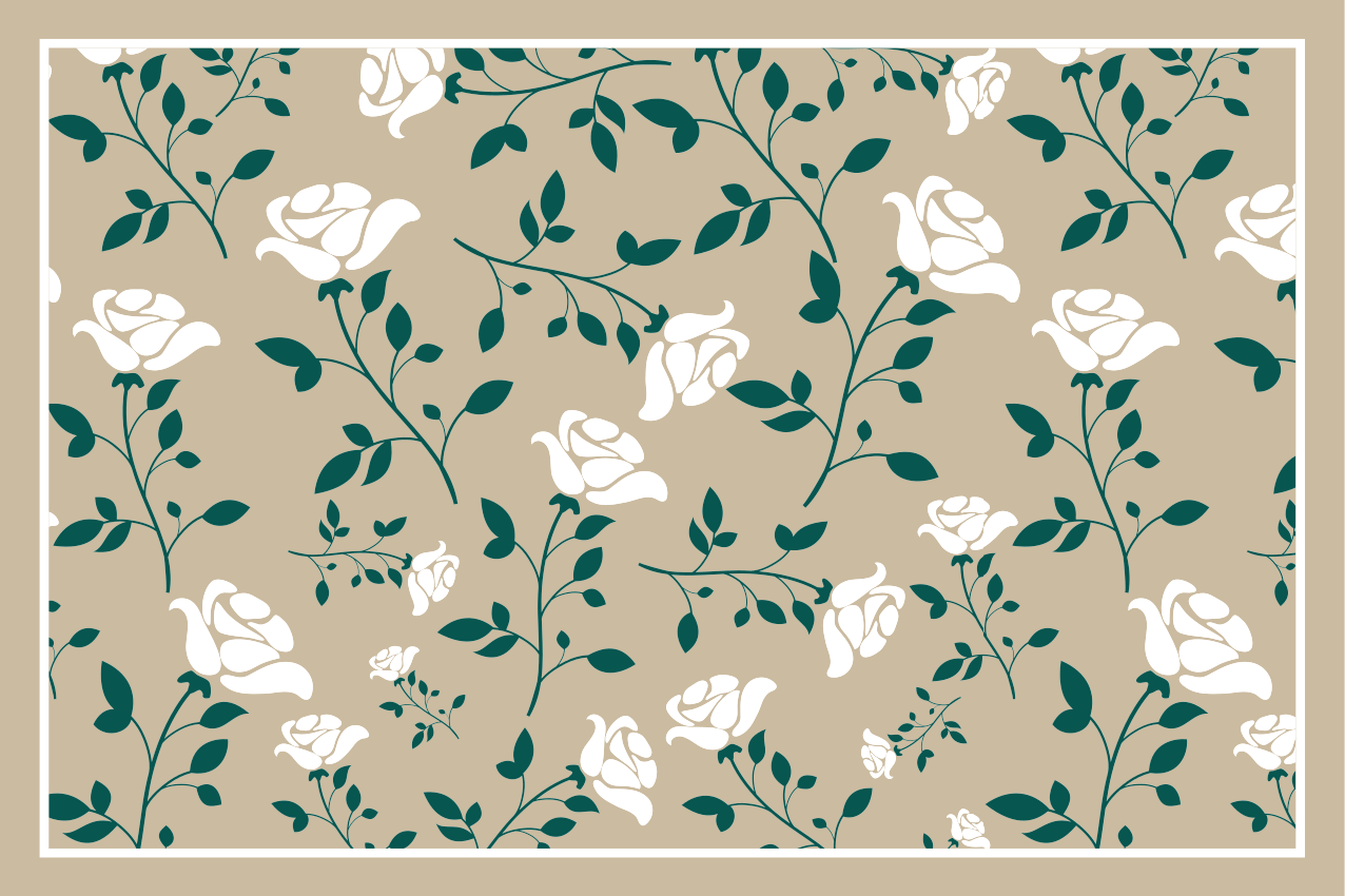 White vintage rose pattern elegant placemats - TenStickers