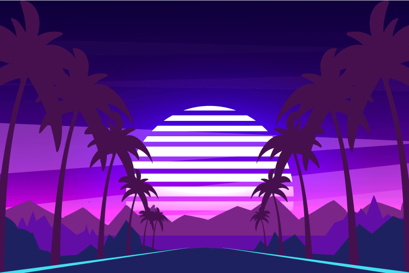Vaporwave  highway with trees original placemat - TenStickers