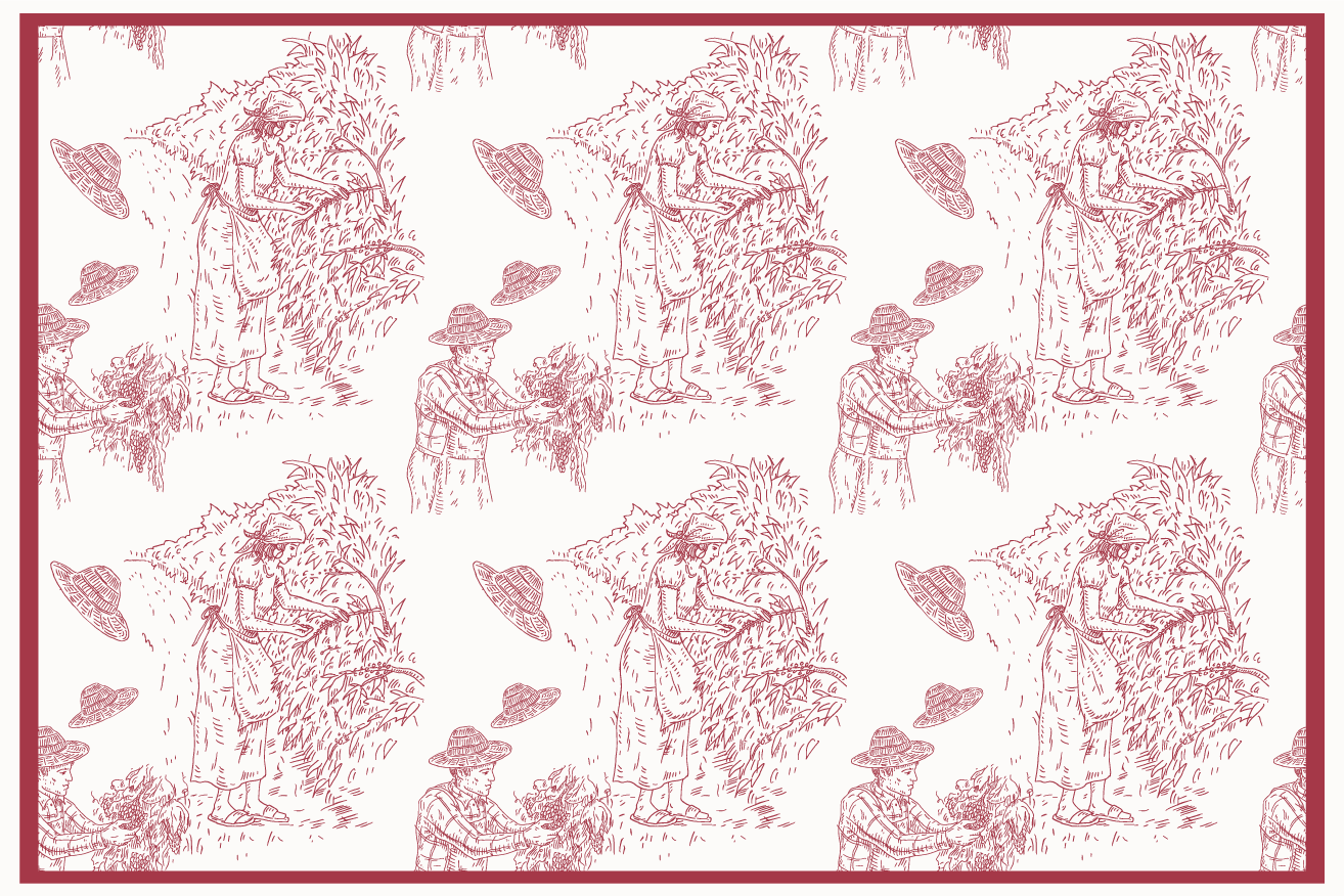 French vintage pattern red original placemats - TenStickers