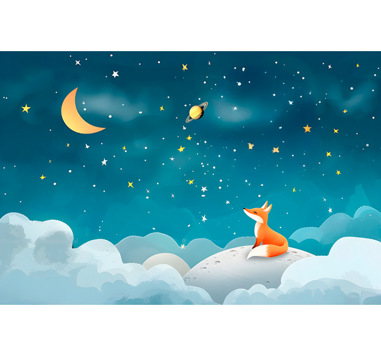 Fox on the sky nursery mural - TenStickers