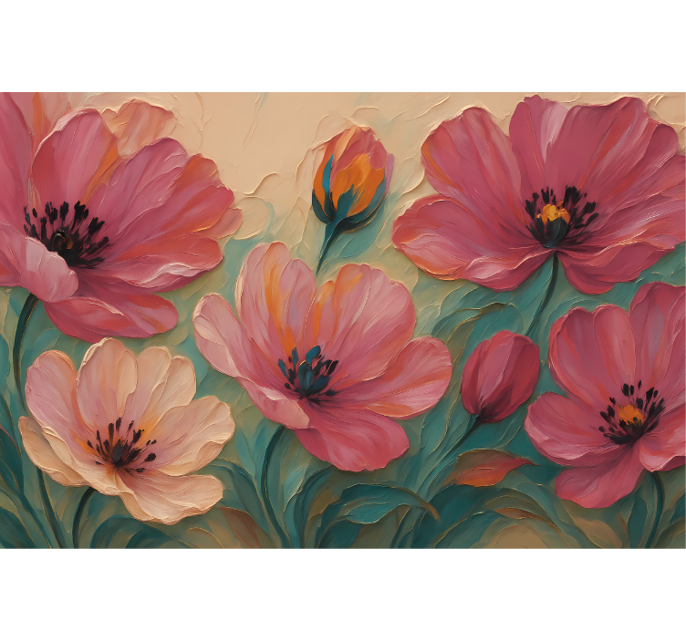 Painted flower art bathroom mural - TenStickers