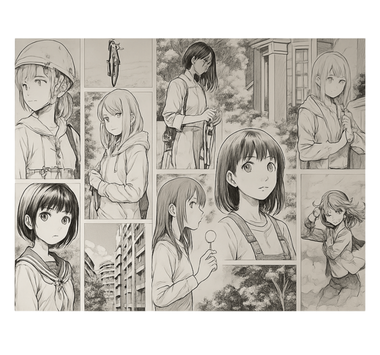 Black and white manga teenage wall mural - TenStickers