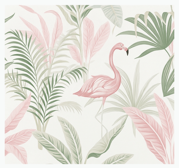 Tropical flamingo oasis mural for living room - TenStickers