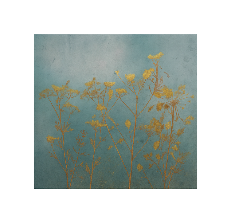Golden flowers design mural for living room - TenStickers