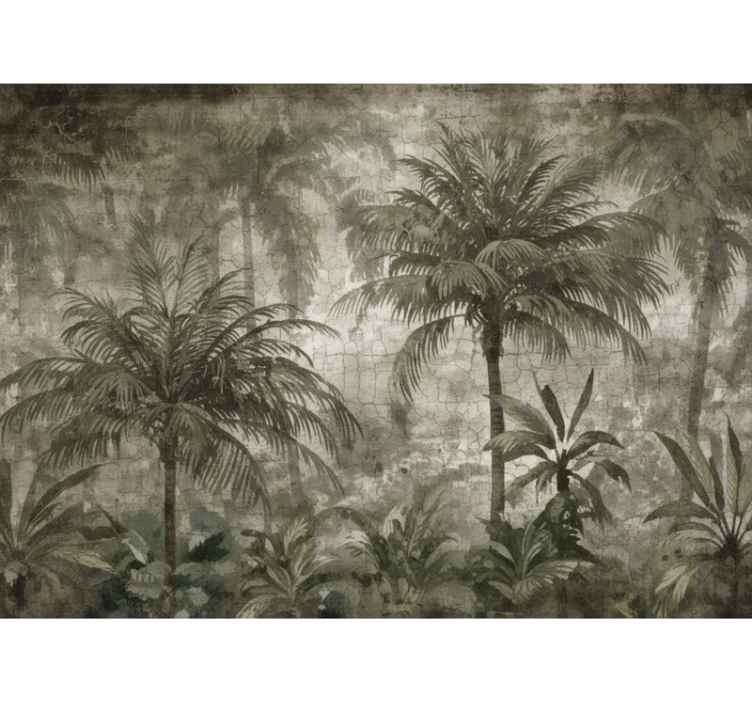 Forest wall mural minimalist palm forest design - TenStickers