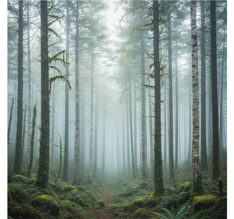 Forest wall mural atmospheric mist mural - TenStickers
