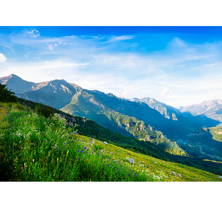 Mountainous Serenity landscape mural wallpaper - TenStickers