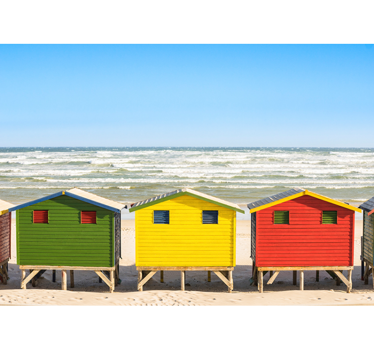 Beach huts sea wall mural - TenStickers