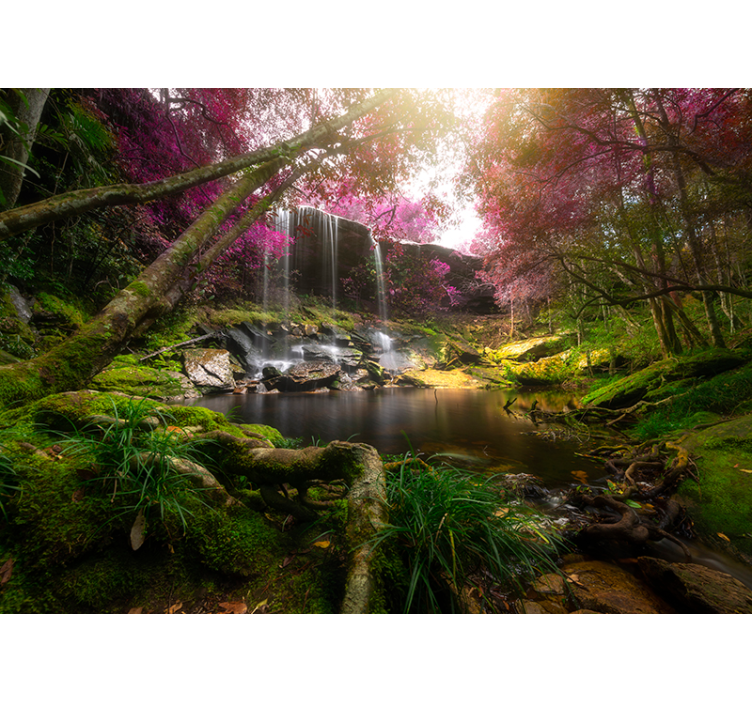 Wild jungle with waterfall  Forest Wall Mural - TenStickers