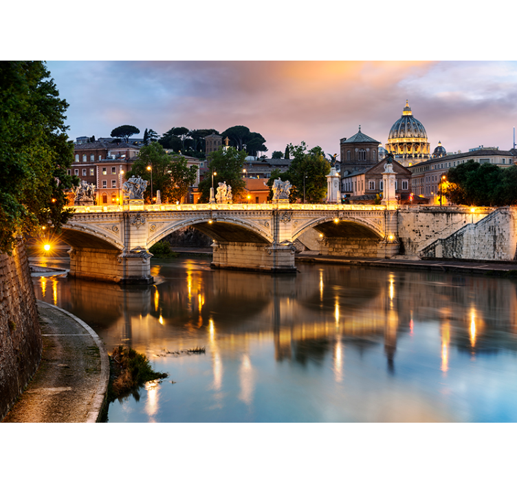 City wall mural rome's majestic bridge - TenStickers