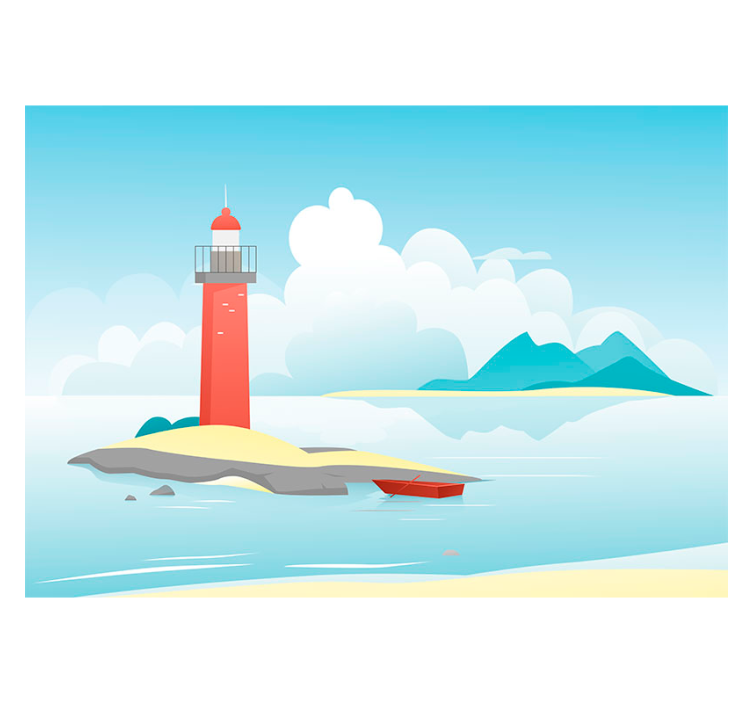 Lighthouse under clouds landscape mural wallpaper - TenStickers