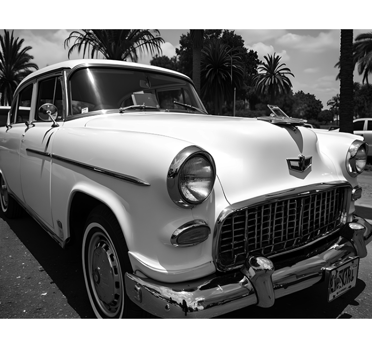 Classic White Car vehicle mural - TenStickers