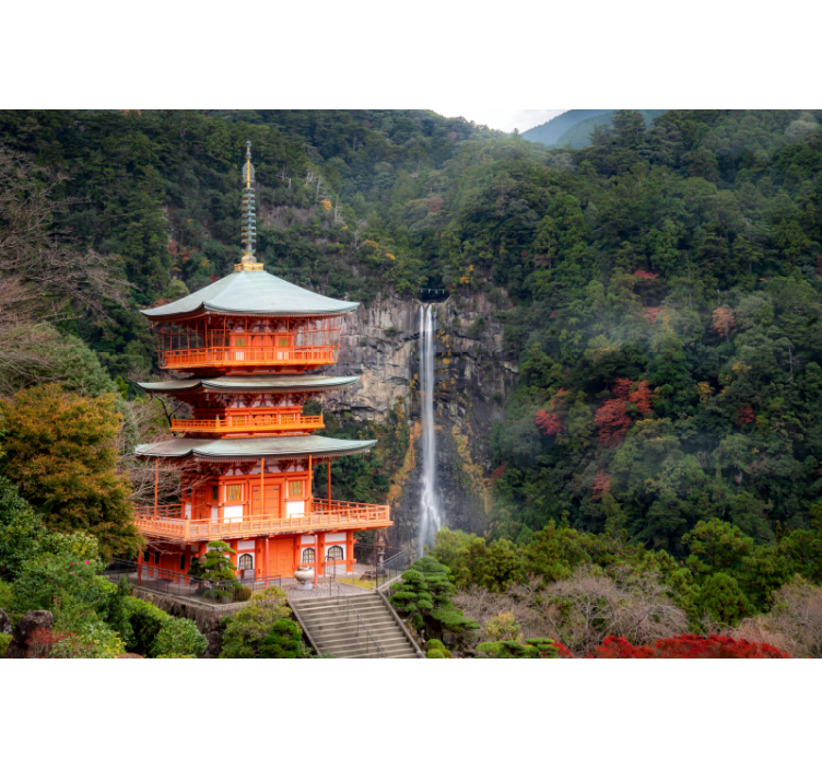 Historic Japanese Pagoda landscape mural wallpaper - TenStickers