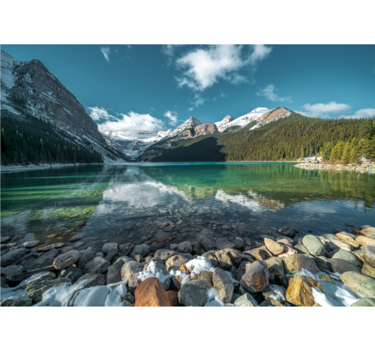 Landscape mural wallpaper mountain lake echo - TenStickers