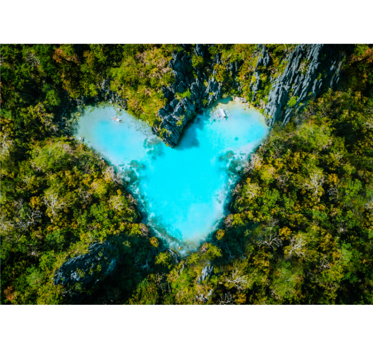 Heart shaped island under the sea wall mural - TenStickers