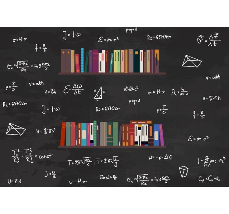 Bookshelf & Math Formulas wall mural - TenStickers