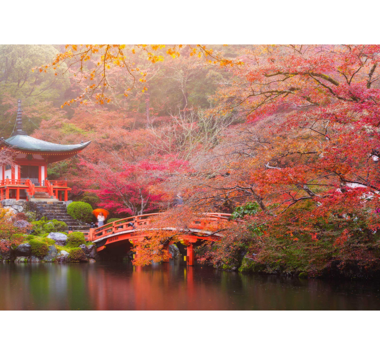 Asian garden in Autumn nature wall mural - TenStickers