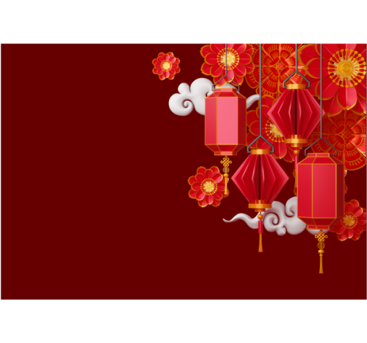 Lanterns and Flowers buddha mural - TenStickers