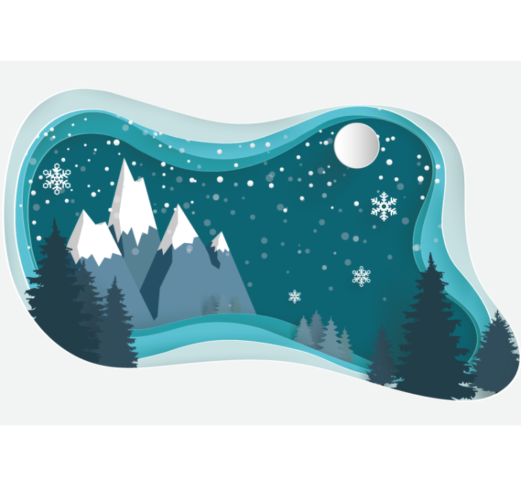 Snowy Mountain Landscape mountain wall mural - TenStickers