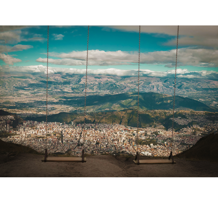 Quito views with volcano wall mural - TenStickers